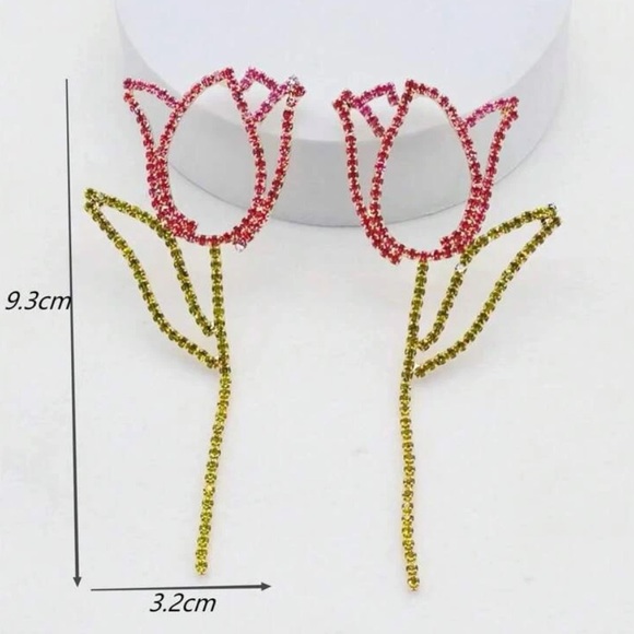 Gemstone Flower Earrings - Picture 5 of 6